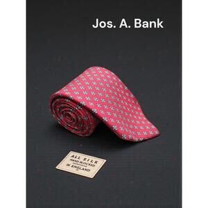 Jos. A. Bank Red Silk Tie with Hand Blocked Pattern